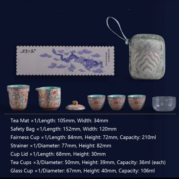 Enamel Cloisonné "Prosperous Blossoms" Travel Tea Set