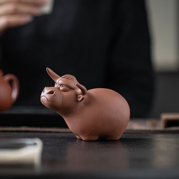 Handcrafted Ceramic Bull Sculpture for Success & Fortune | Zen Home Office Decor