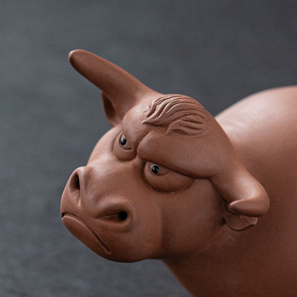 Handcrafted Ceramic Bull Sculpture for Success & Fortune | Zen Home Office Decor