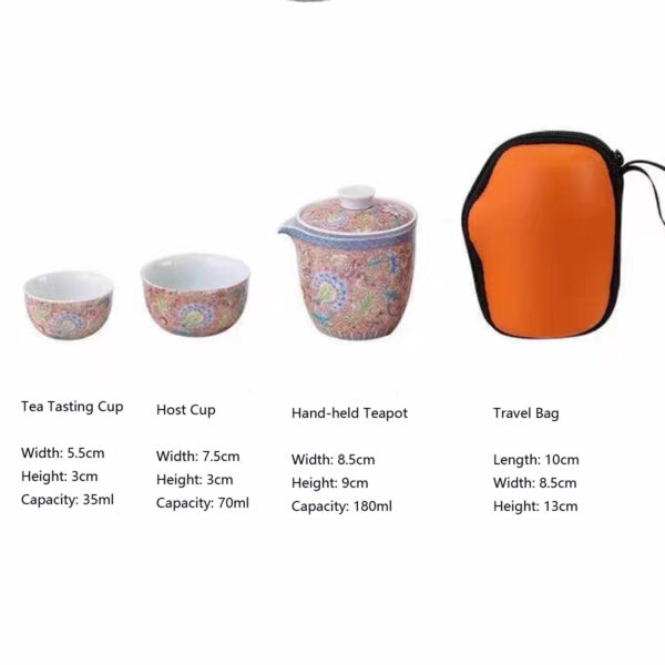 Cloisonné Enamel Interlocking Lotus Travel Tea Set