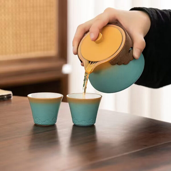 Rustic Travel Tea Set with Ceramic Teapot